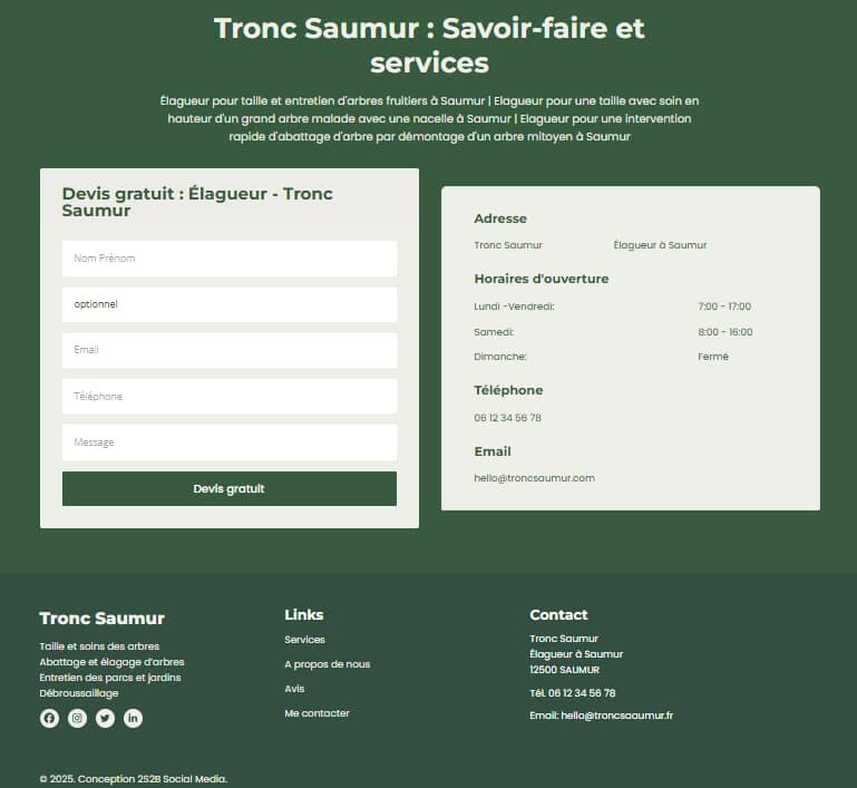 Informations, contact et formulaire pour élagueur Informations, contact et formulaire pour élagueur